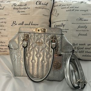 Like NEW GUESS SILVER PURSE/CROSSBODY BAG
